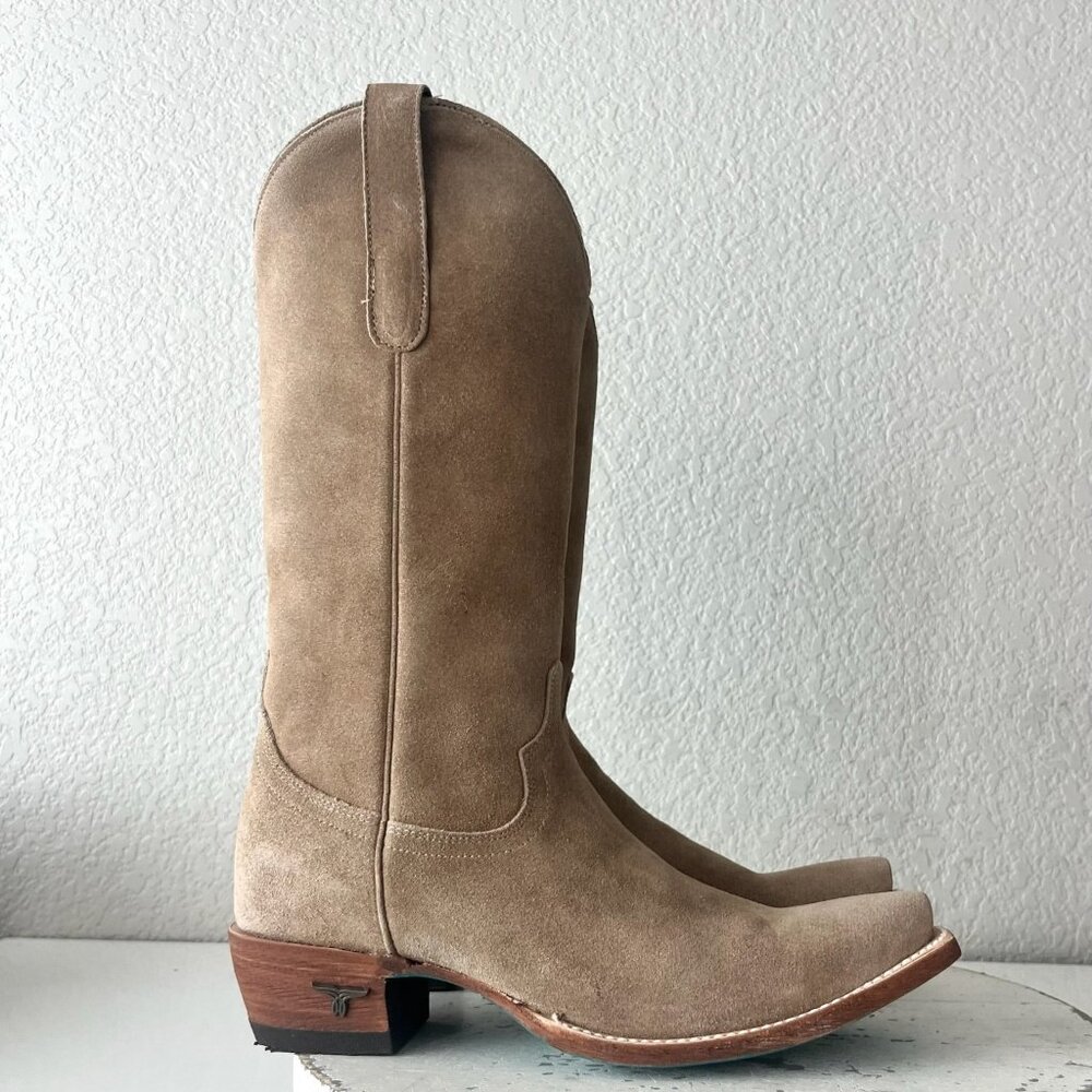 Lane EMMA JANE Womens Cowboy Boots 7.5 Latte Suede Western Cowgirl Mid Calf Tall - Picture 2 of 11